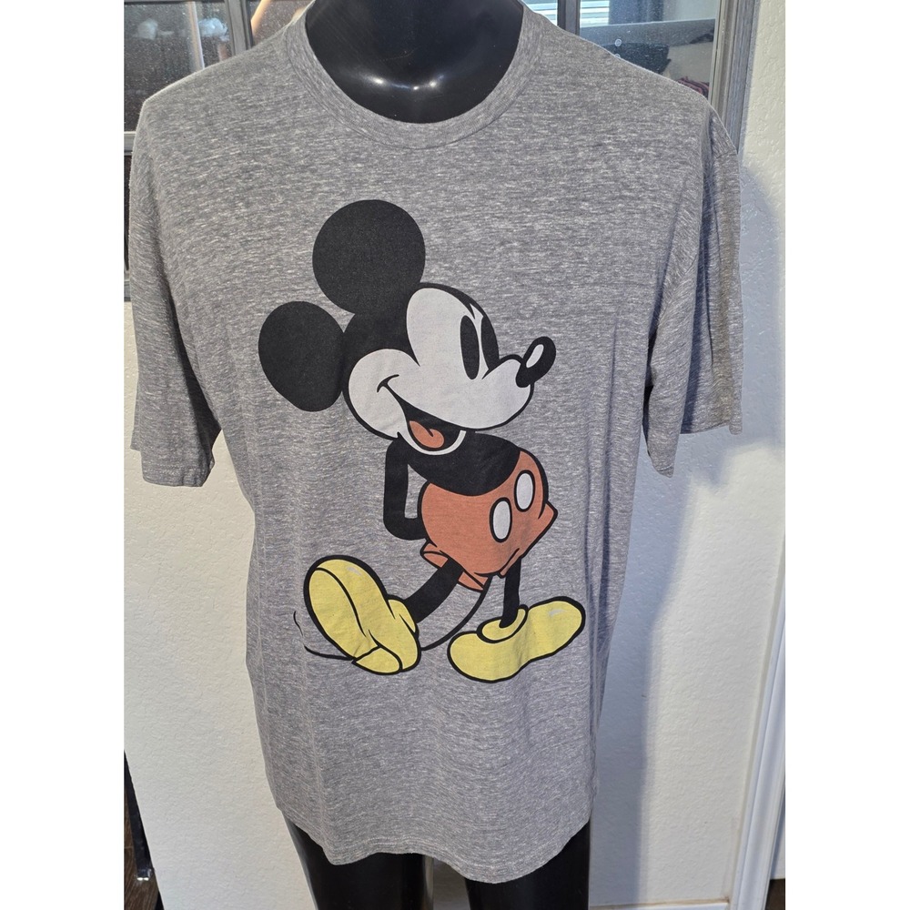 Disney Mickey Mouse Graphic T-Shirt Mens XL Heather Gray Short Sleeve Crewneck